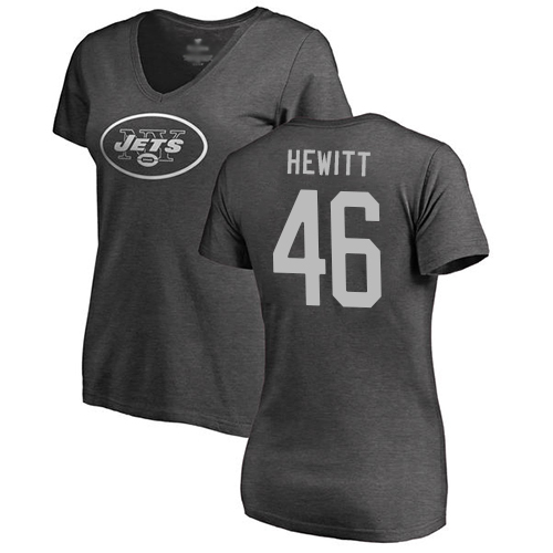 New York Jets Ash Women Neville Hewitt One Color NFL Football #46 T Shirt->women nfl jersey->Women Jersey